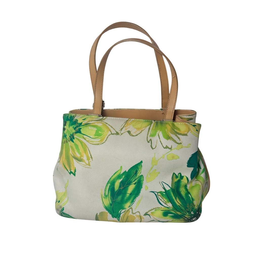 Guess Vintage Y2K Floral Tropical Beaded Canvas Handbag Green Yellow Purse - Picture 4 of 10